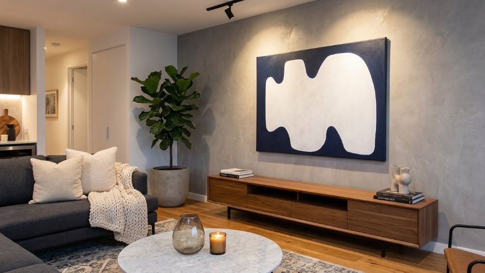 Navy Blue Extra Large Modern Abstract Organic Shapes Wabi Sabi Wall Art - Image 4