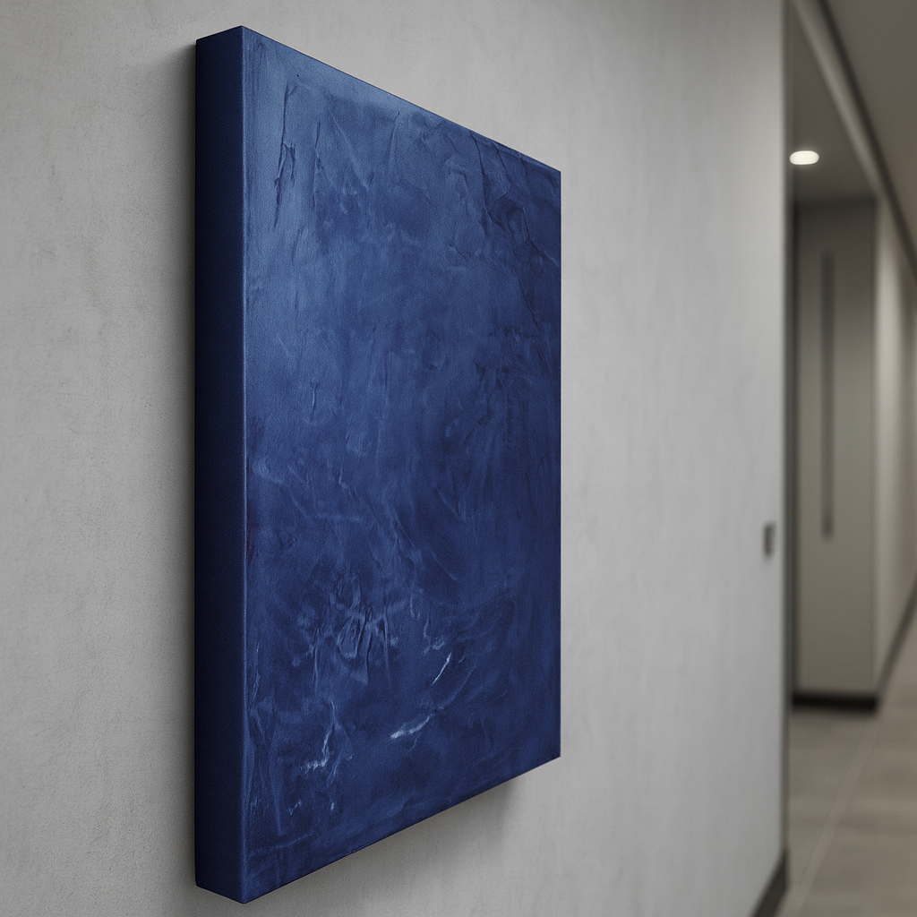 Navy Blue Plaster Relief Textured Minimalist Wabi Sabi Japandi Wall Art - Image 3