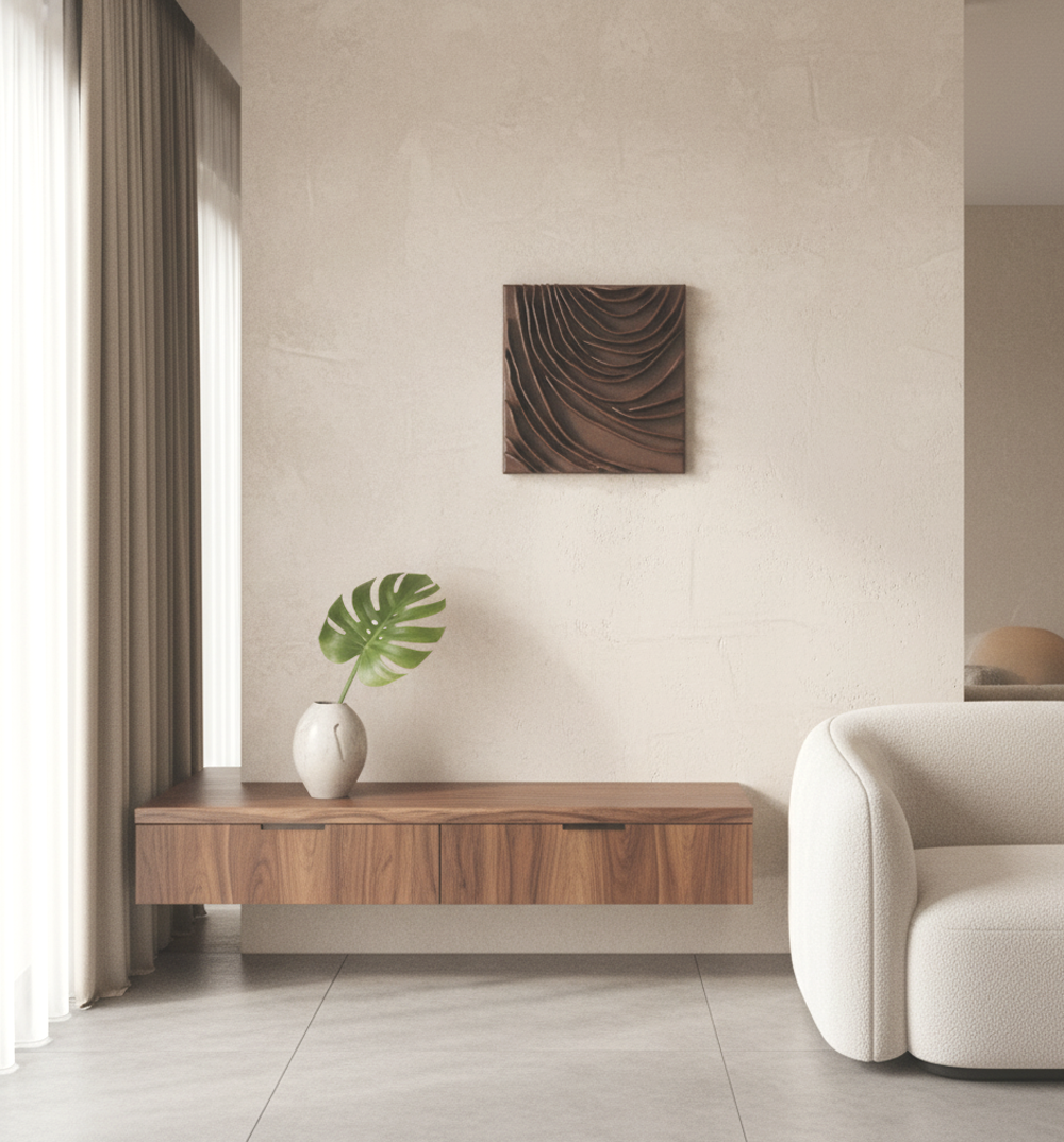 Textured Wall Art in Chocolate Brown - 3D Clay Art Japandi Wabi Sabi Decor - Image 8