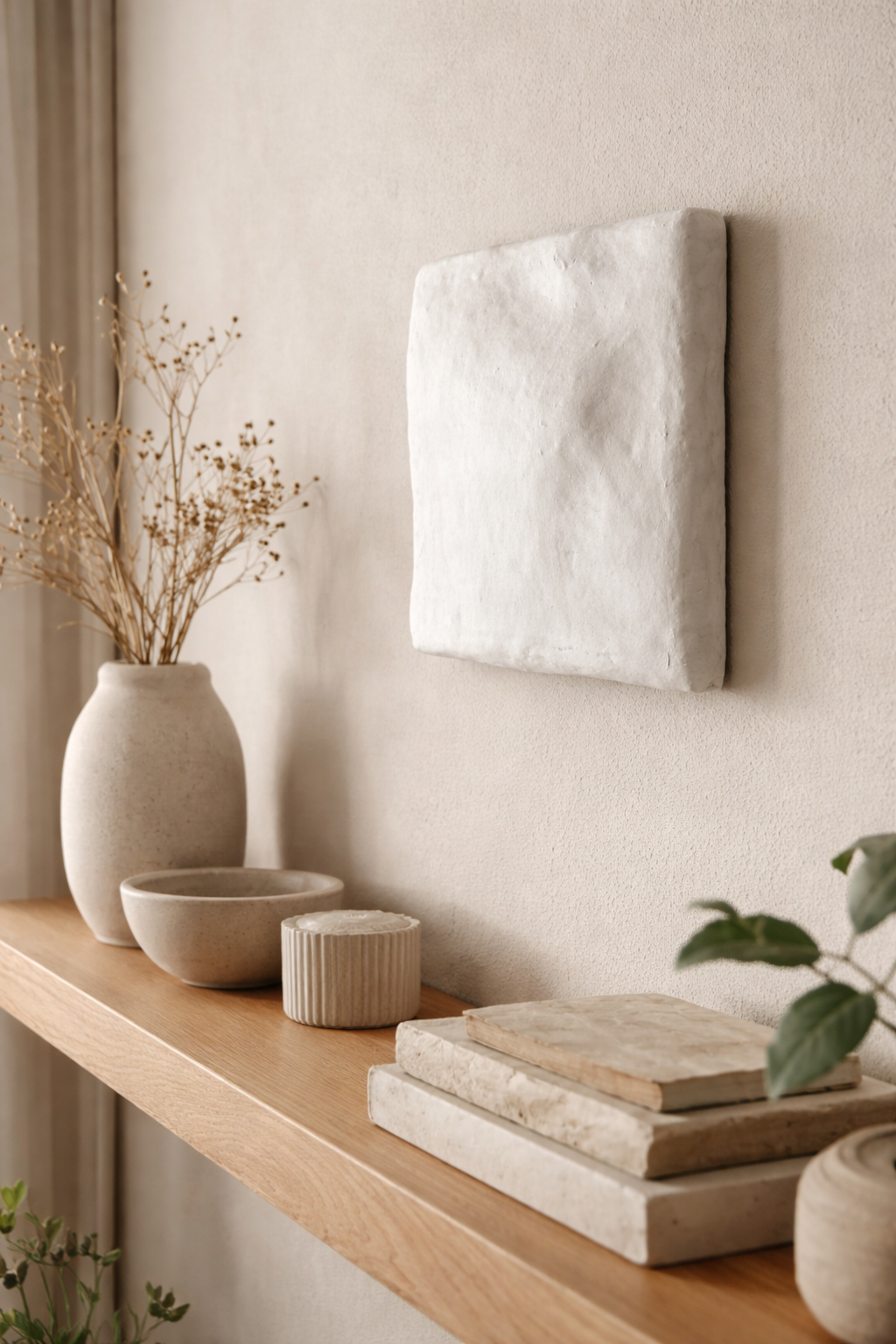 Plaster Relief Wabi Sabi Modern Minimalist 3D White Dimensional Wall Decor - Image 5