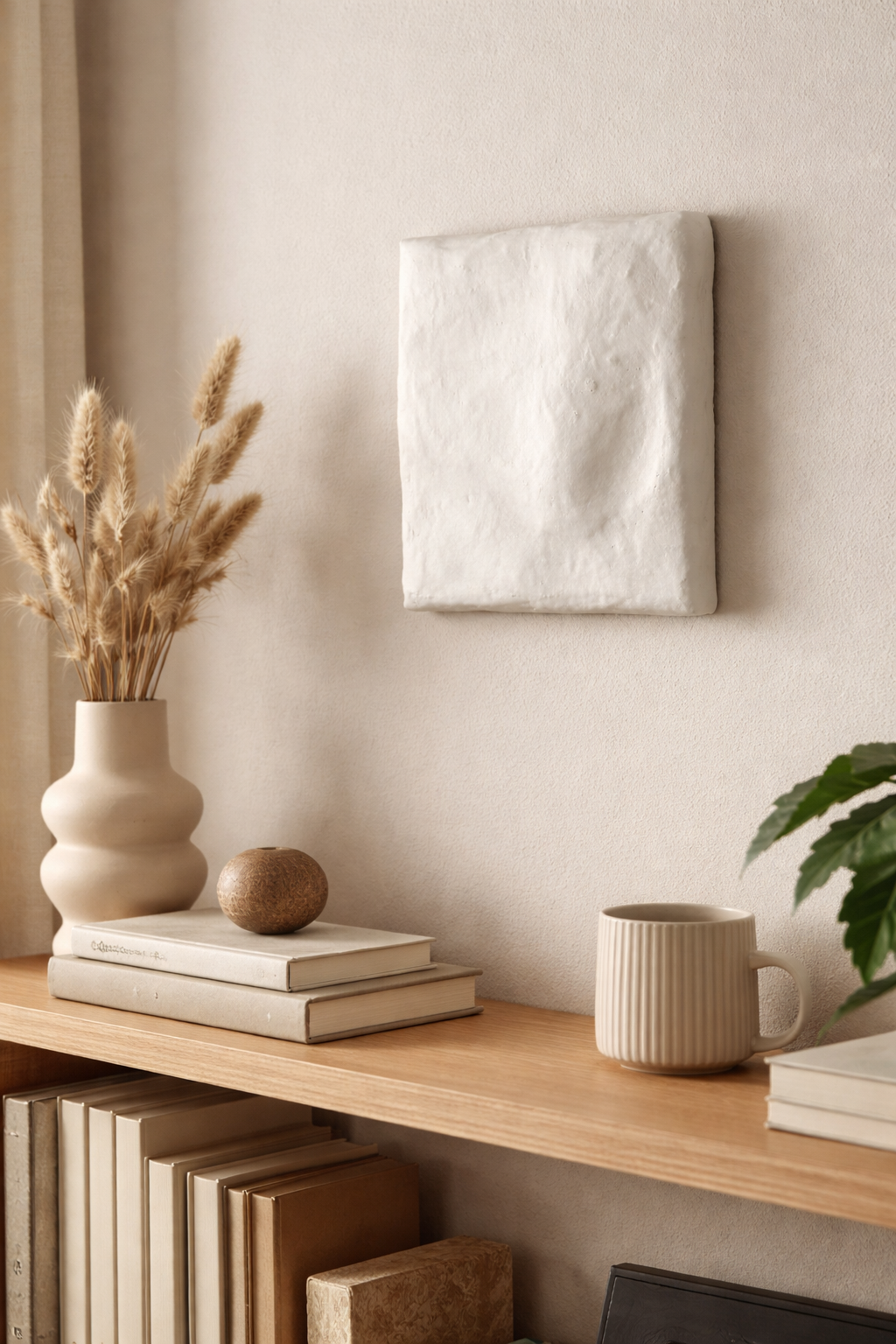 Plaster Relief Wabi Sabi Modern Minimalist 3D White Dimensional Wall Decor - Image 2