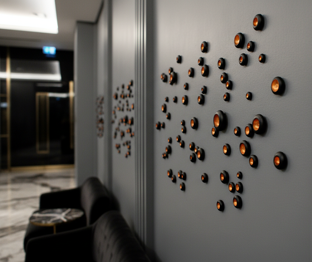 Black & Copper Pods Wall Installation Art, Dimensional Decor - Image 9