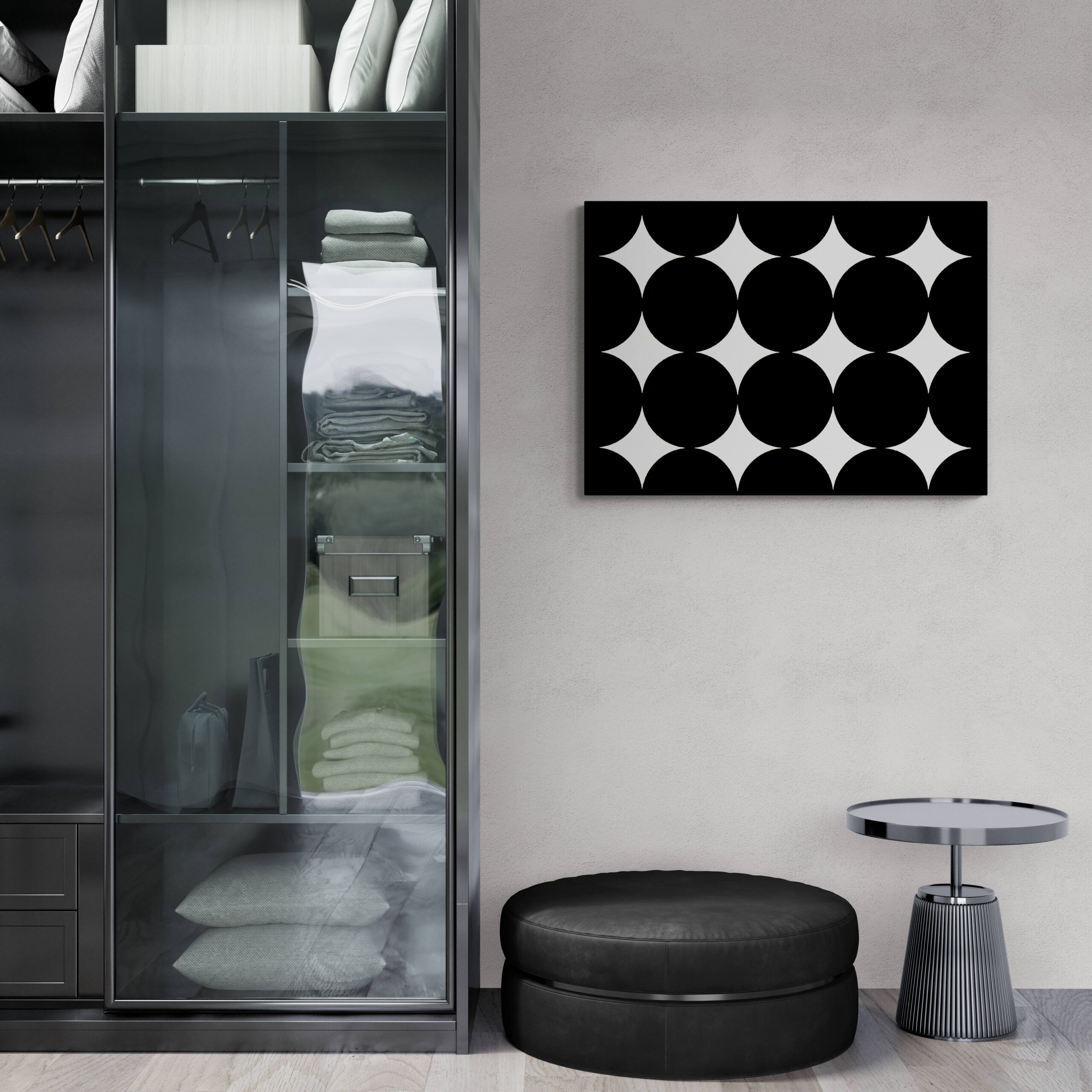 Large Simple Minimalist Wall Art Painting in Black and White Canvas