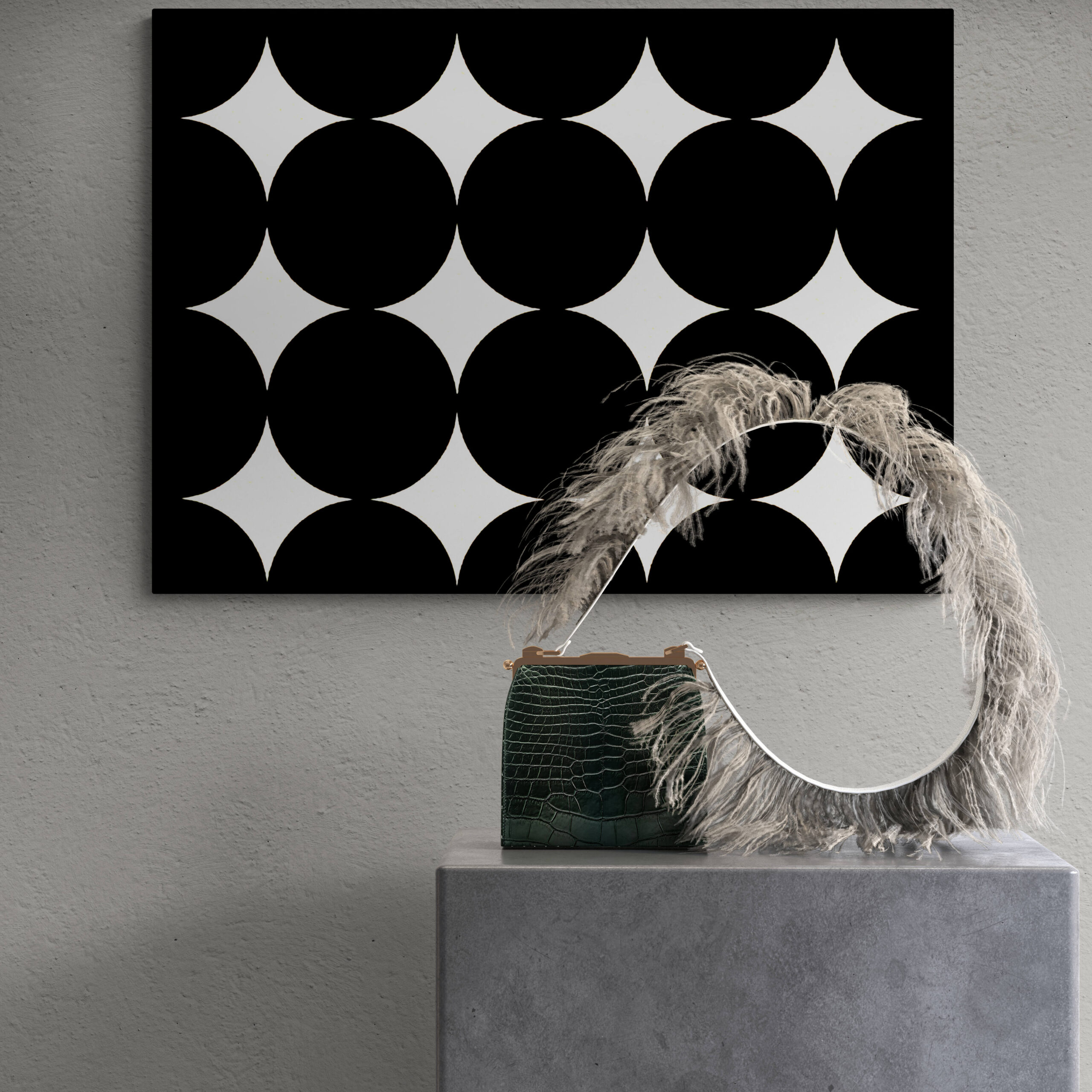 Large Simple Minimalist Wall Art Painting in Black and White Canvas