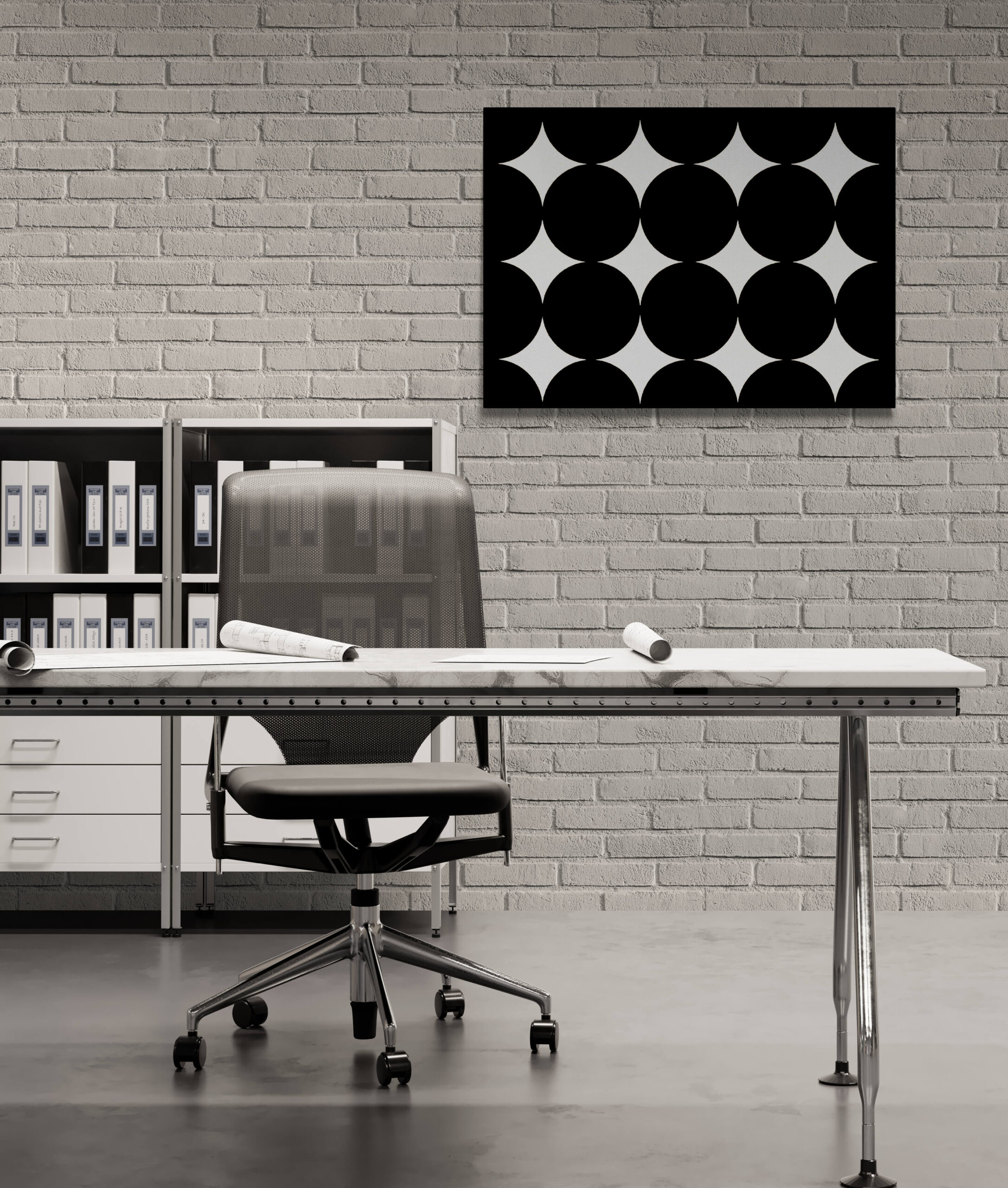 Large Simple Minimalist Wall Art Painting in Black and White Canvas