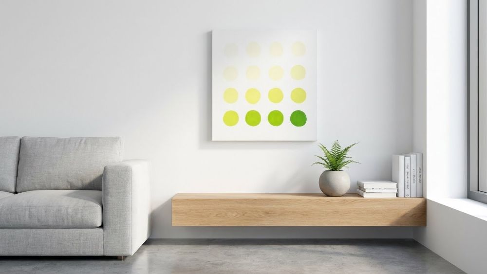 Green Ombre Circles Abstract Wall Art Painting, Modern Minimalist Kandinsky Style Home Accent - Image 4