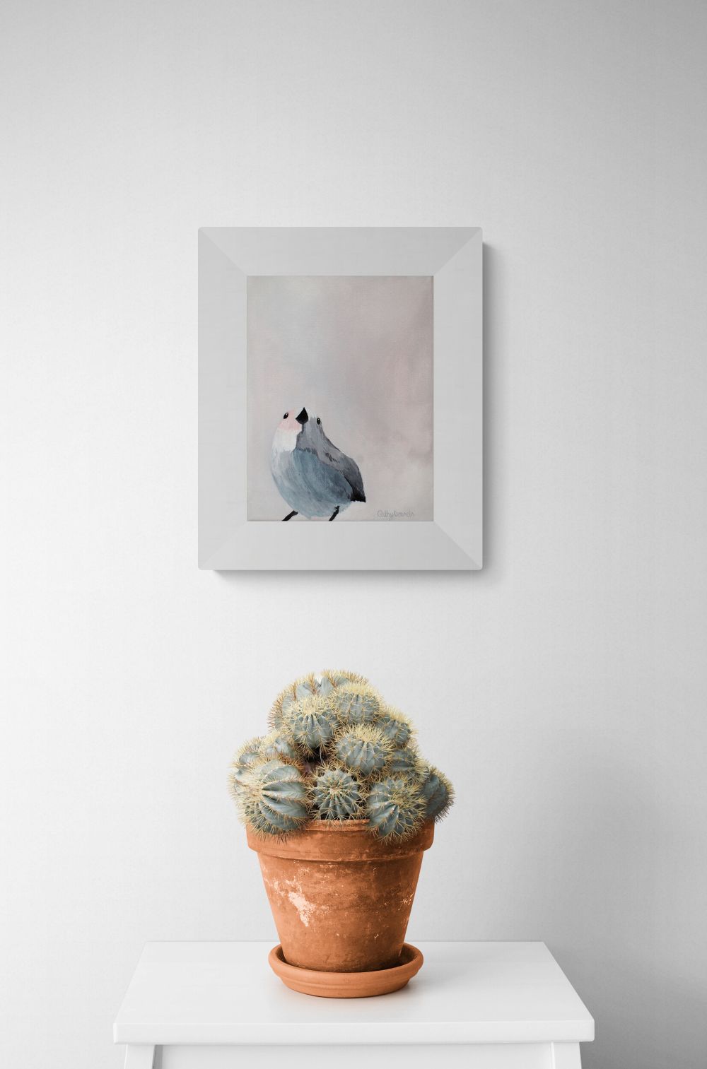 quirky blue bird original painting on canvas