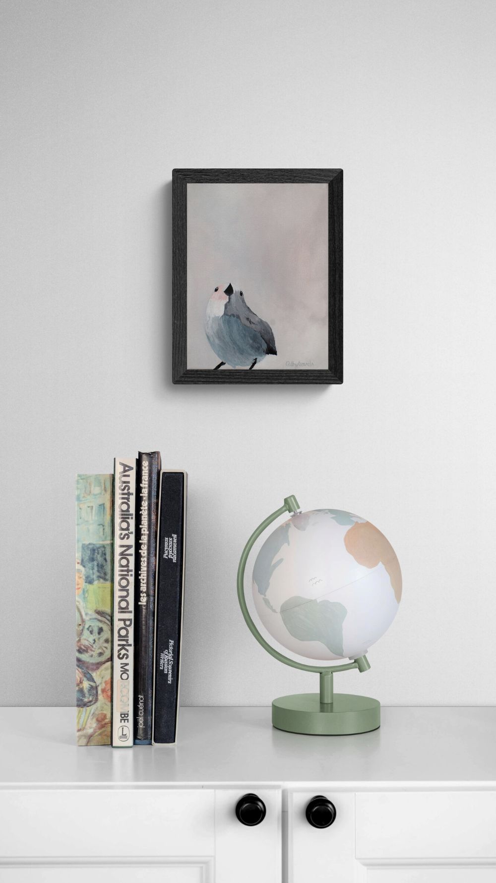 Charming Little Bird Original Painting - Cute Whimsical Blue Gray Bird on Canvas - Image 2