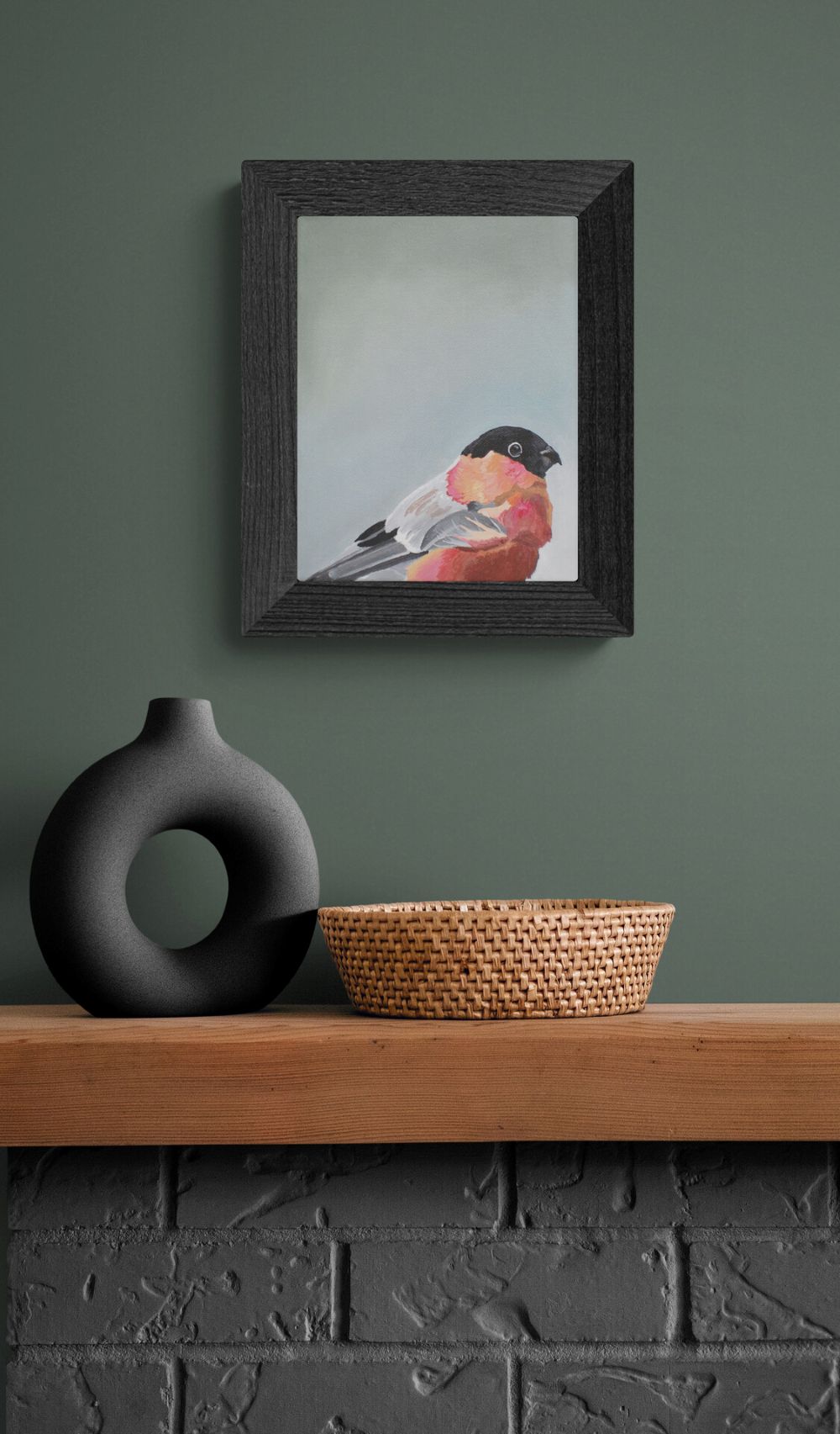 Original Bullfinch Bird Painting - Small Canvas Art British Garden Wildlife Decor - Image 2