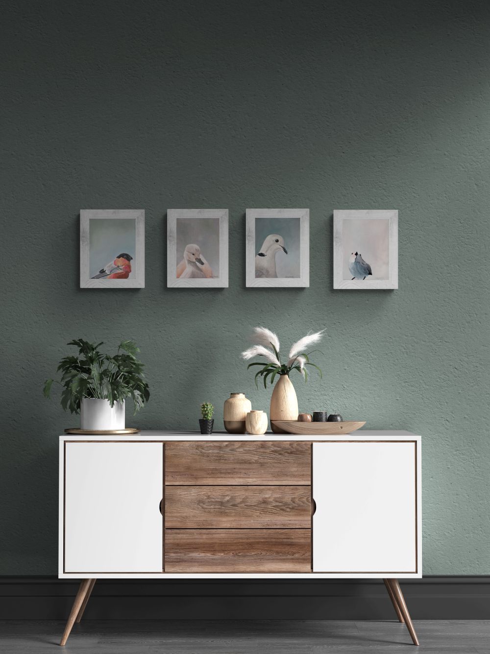 Bullfinch Bird Painting Original Garden Wildlife Wall Art Acrylic on Canvas