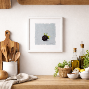 Blackberry Fruit Oil Painting on Paper, Small Kitchen Art Gift