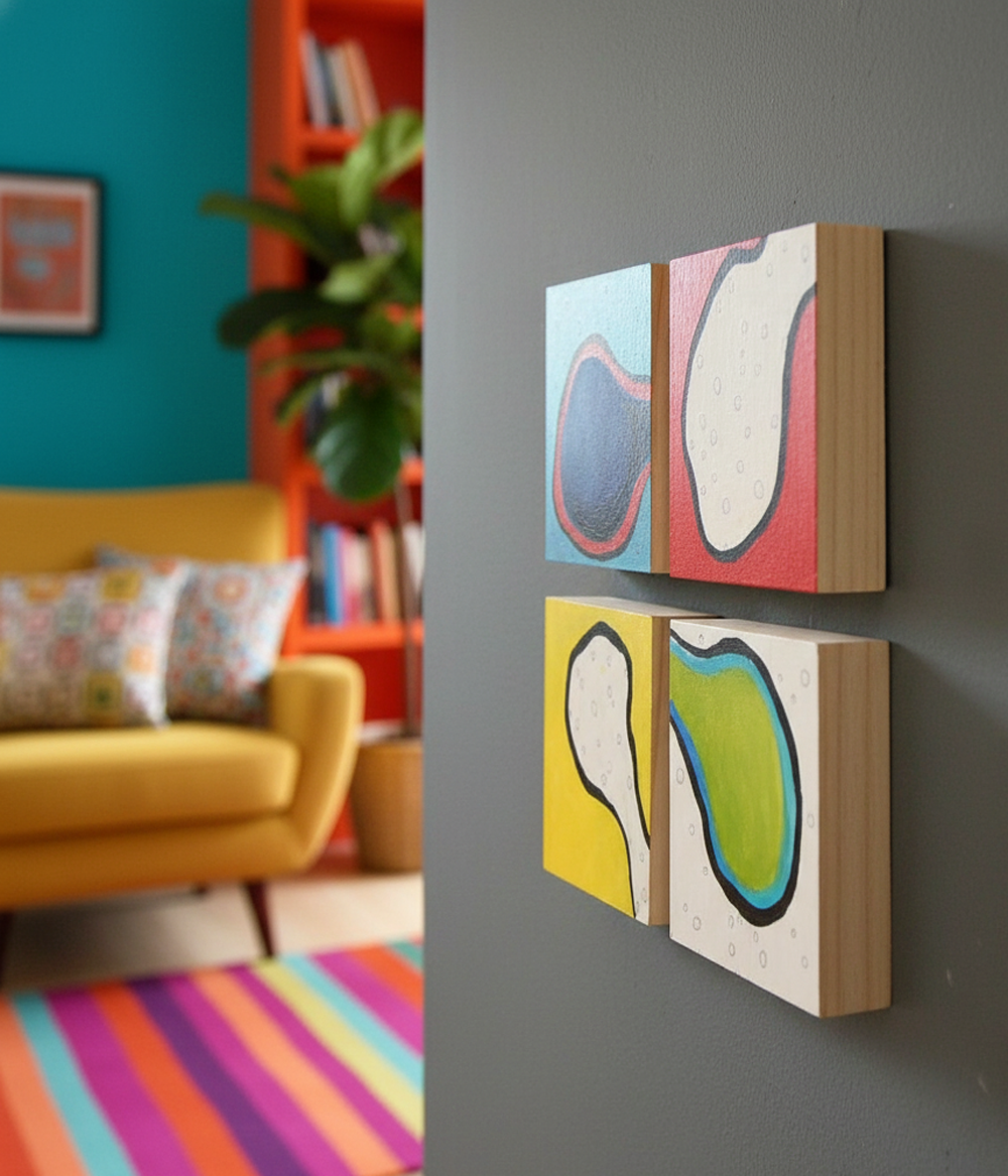 Colorful Wood Blocks Abstract Wall Art Inspired by Lava Lamps - Image 3