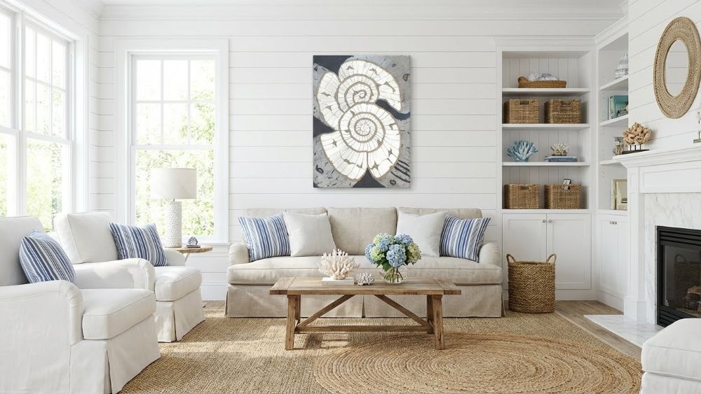 Nautilus Ammonite Abstract Painting Original Coastal Wall Art Ocean Inspired Home Decor - Image 3