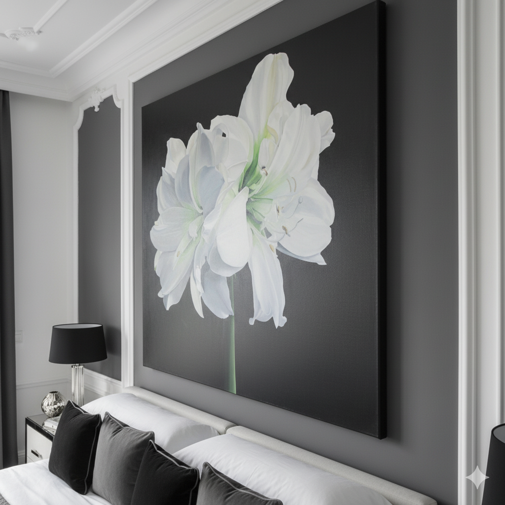 Amaryllis Painting Large Floral Wall Art Realistic Botanical Art Elegant Home Decor - Image 2