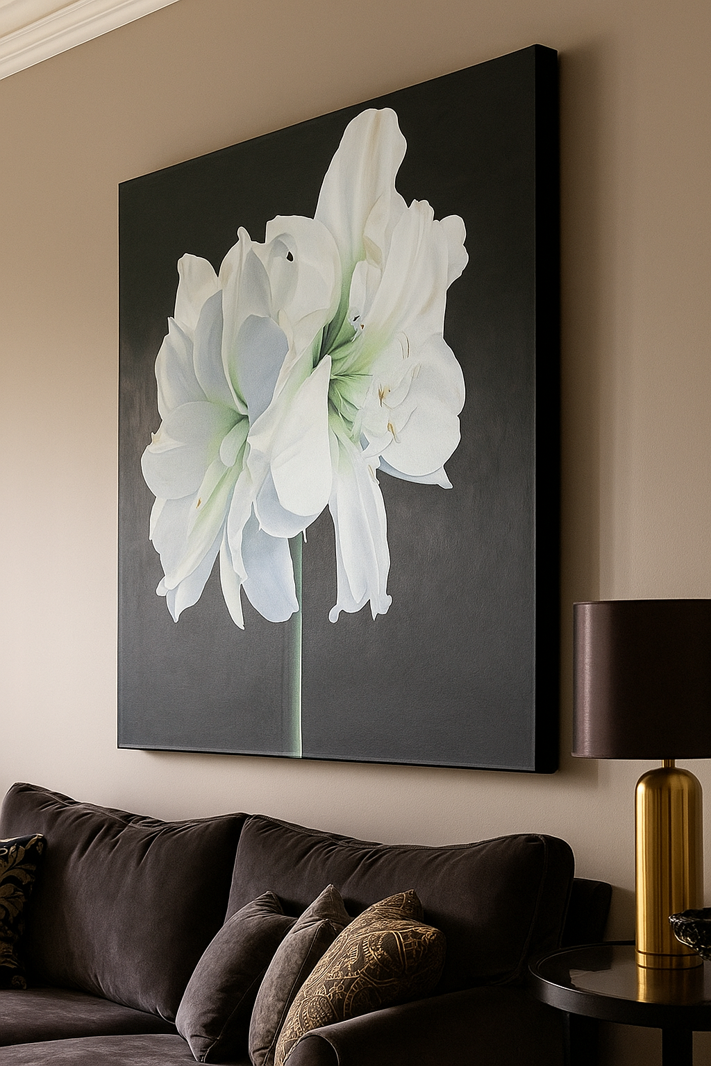 Amaryllis Painting Large Floral Wall Art Realistic Botanical Art Elegant Home Decor