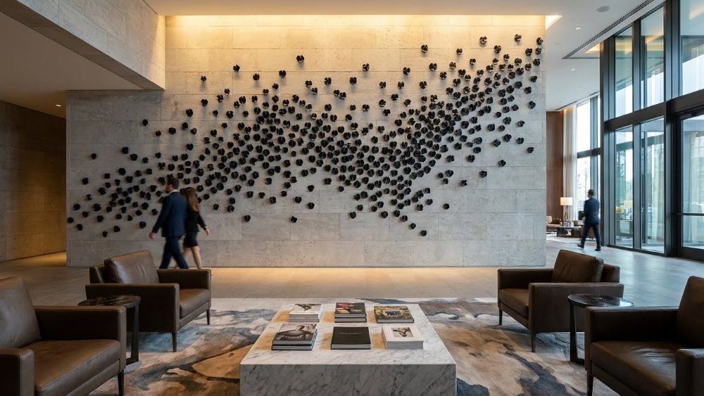 Dimensional Flower Wall Art Installation Art- Butterfly Pea Clay Sculptures - Image 3