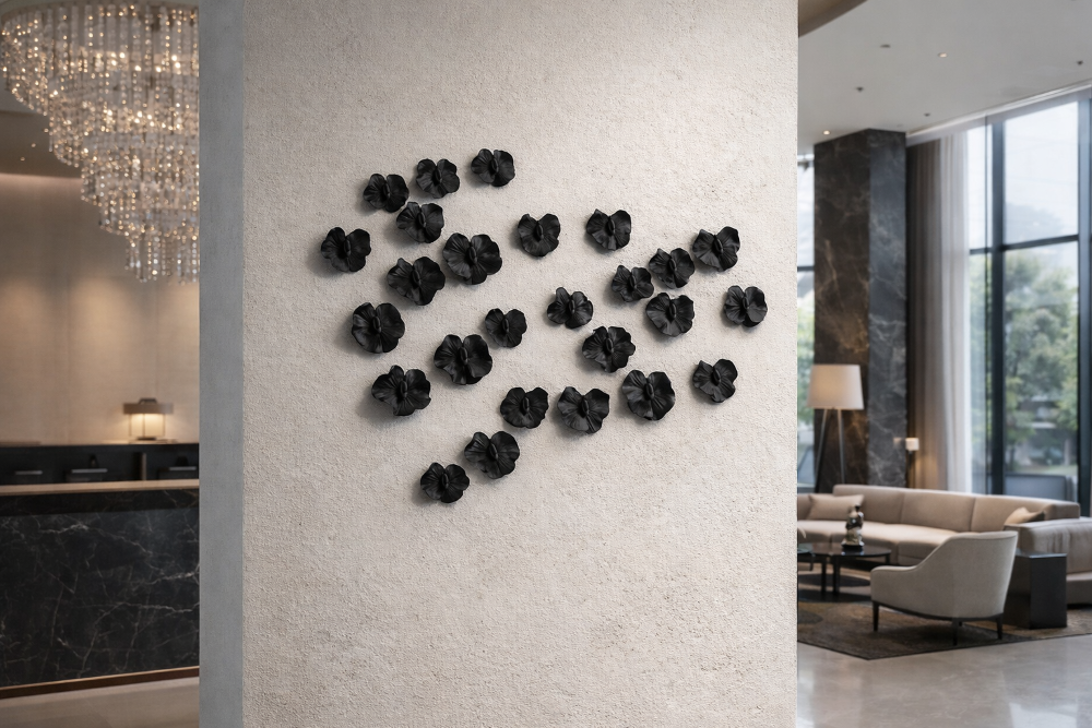 Dimensional Flower Wall Art Installation Art- Butterfly Pea Clay Sculptures - Image 5