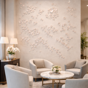 Cherry Blossom Flower Wall Art Set of 200, Japandi Style Interior Design Wall Sculptures