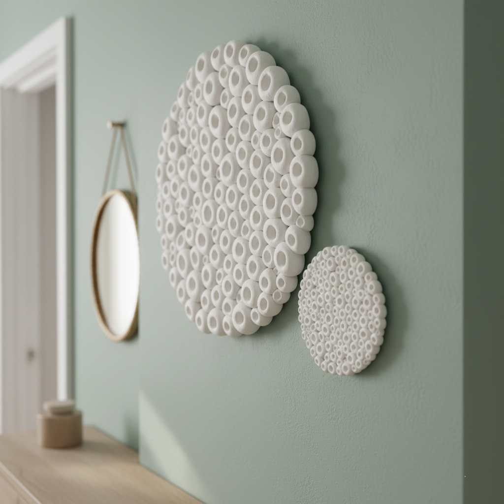 Minimalist Sea Texture Hand-Sculpted White Wall Sculpture Art - Modern Organic Coastal Decor - Image 2