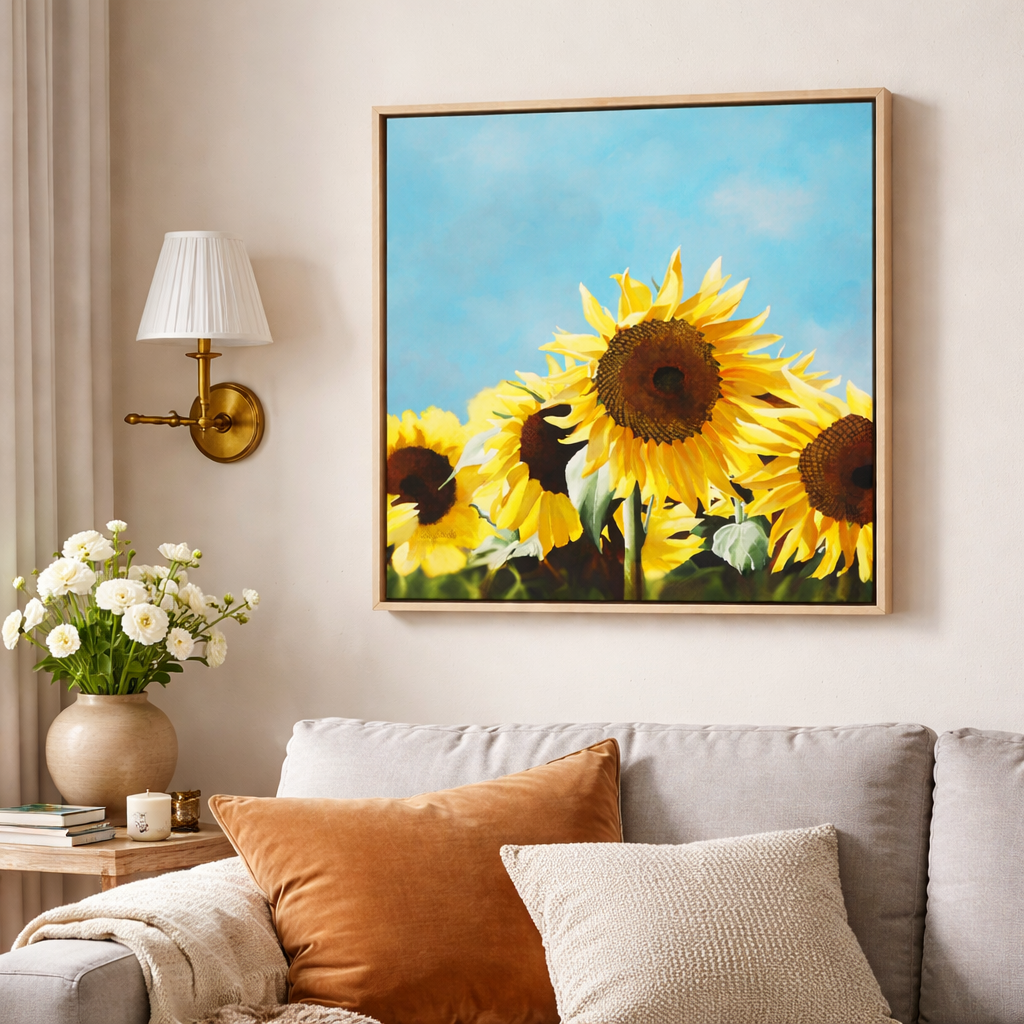 Impressionist Sunflower Botanical Painting French Countryside Art