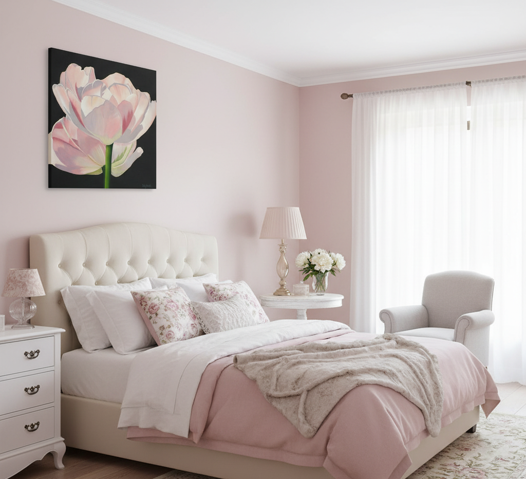 Original Pink Double Tulip Painting, Elegant Floral Wall Art on Canvas - Image 12