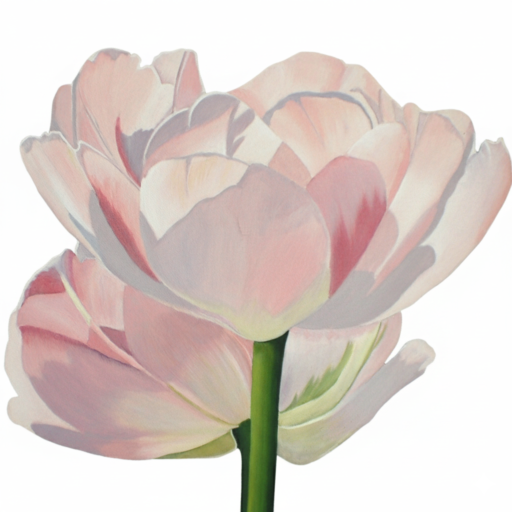 Original Pink Double Tulip Painting, Elegant Floral Wall Art on Canvas - Image 13