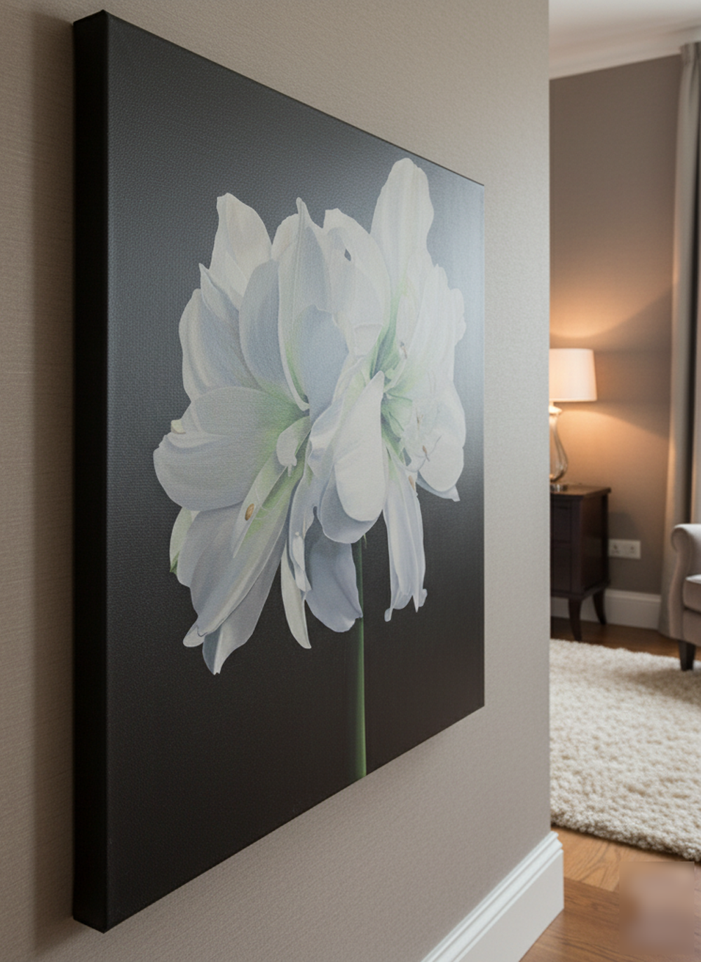 Amaryllis Painting Large Floral Wall Art Realistic Botanical Art Elegant Home Decor - Image 3