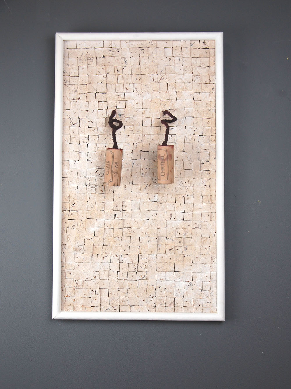 Rustic Trompe L'oeil Cork Wall Art 3D French Wine Cork Mosaic Dimensional Bar or Kitchen Decor