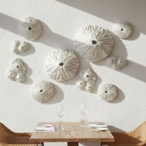 Luxury Coastal Wall Art: Limpet Sculptures Modern Nautical Decor White Clay Textured Statement Artwork