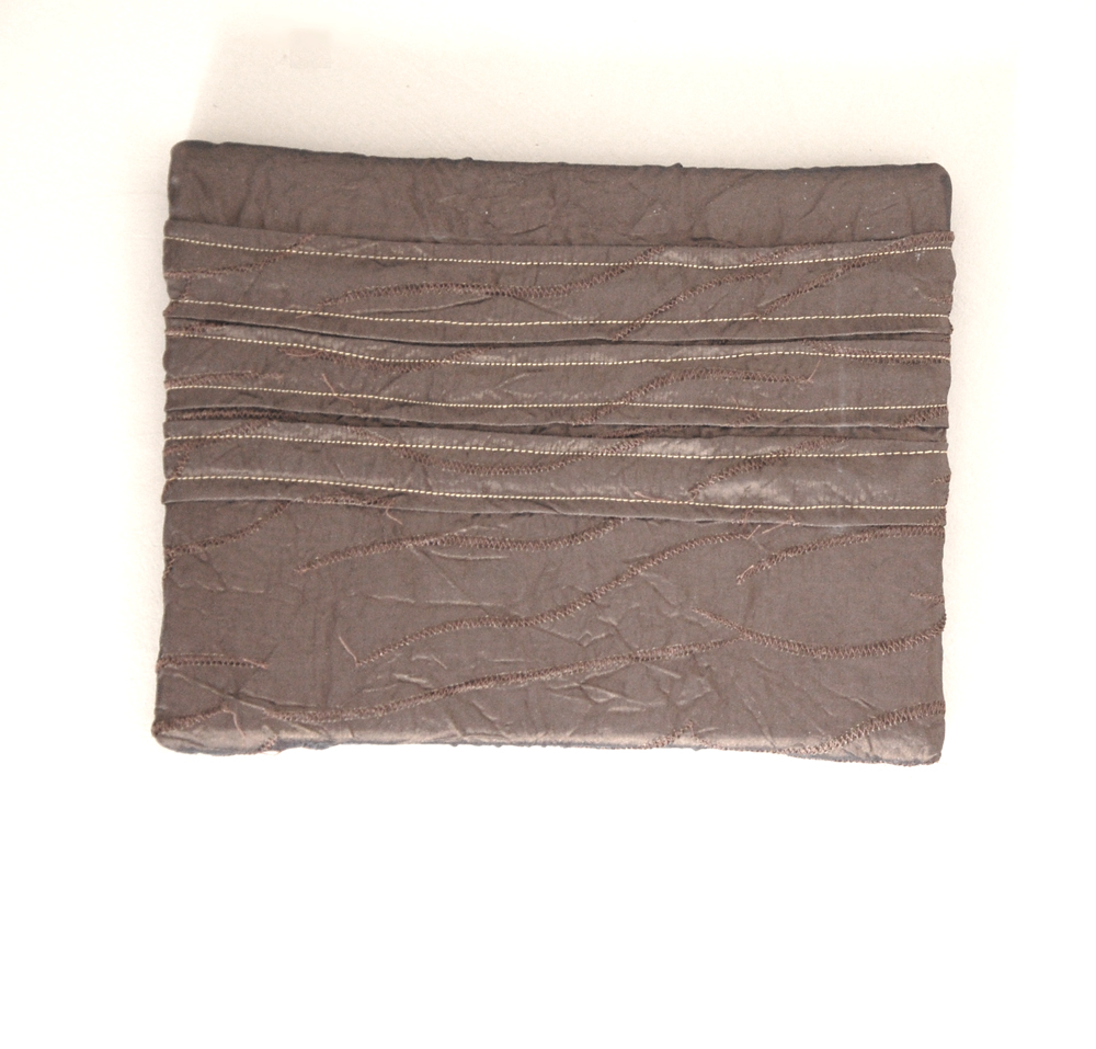 Unique Textured Brown Wall Art Hand Stitched Taffeta Canvas, Minimalist Shelf Decor - Image 6