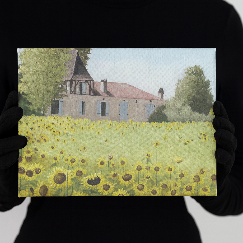 Sunflowers French Countryside Impressionist Landscape Painting Original Plein Air Art from South West France
