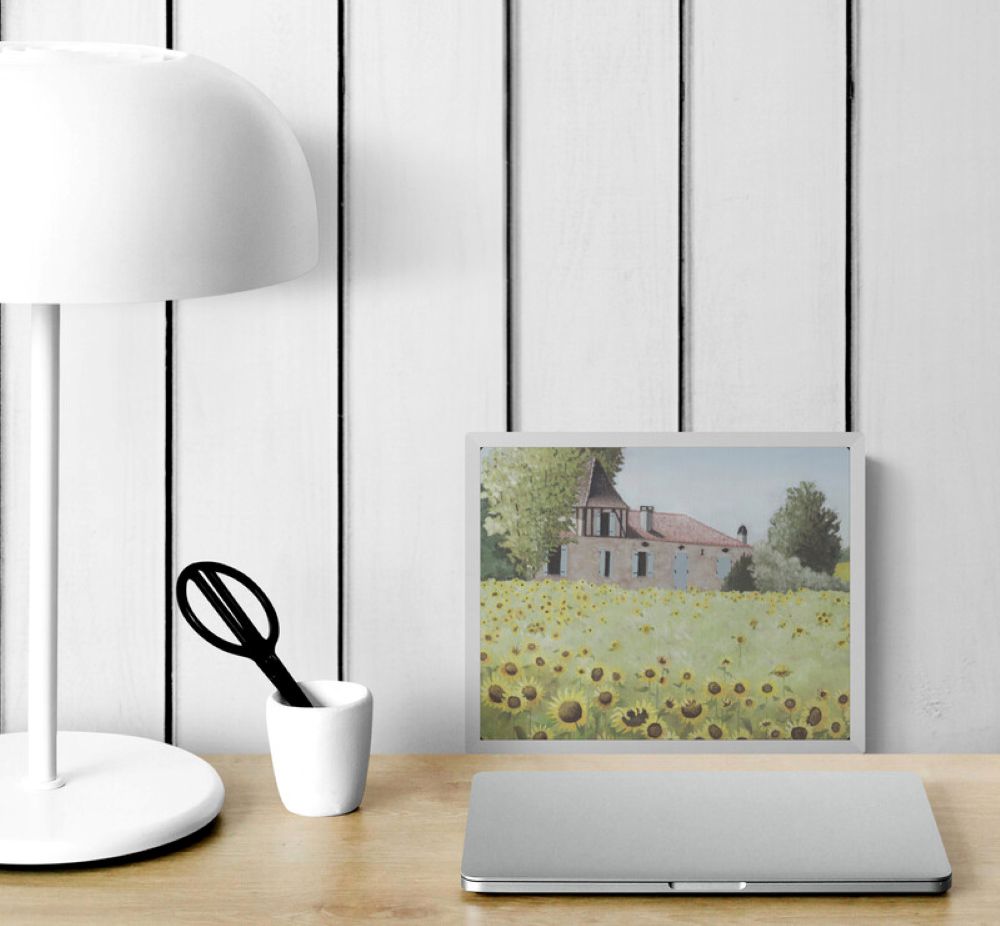 Sunflowers French Countryside Impressionist Landscape Painting by Cathy Savels