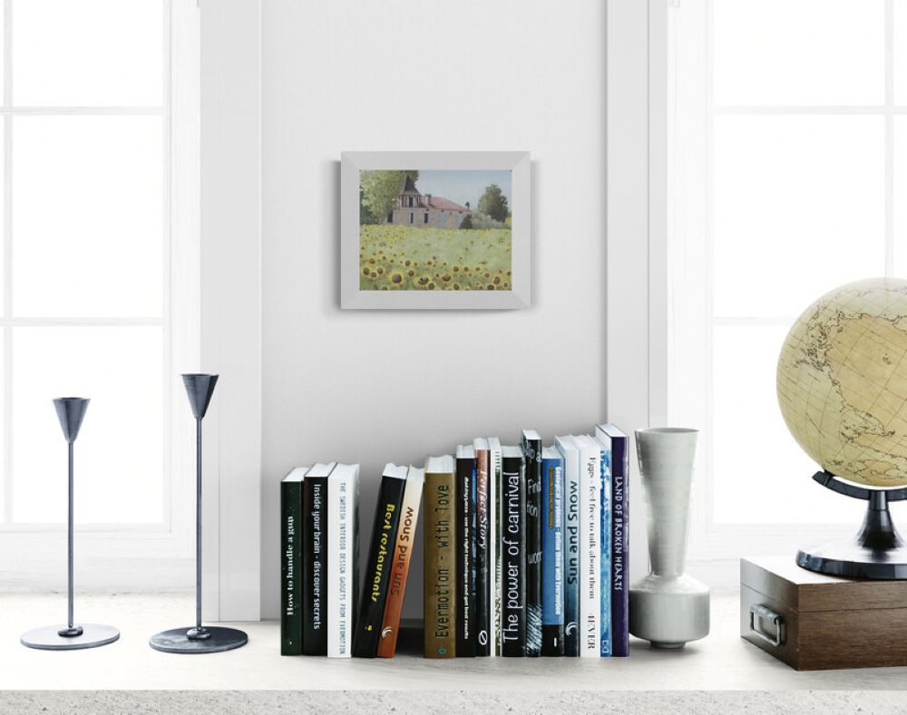 Sunflowers French Countryside Impressionist Landscape Painting by Cathy Savels