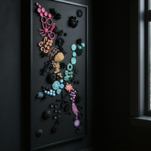 Framed Black & Color Coral Reef Ocean Wall Art, 3D Coastal Beach House or Yacht Boating Decor