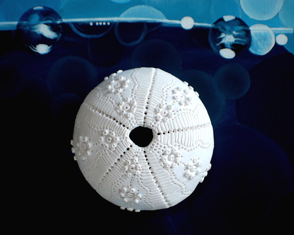 Textured Sea Urchin Wall Art Clay Sculpture for Coastal Hamptons Home & Yacht - Image 10