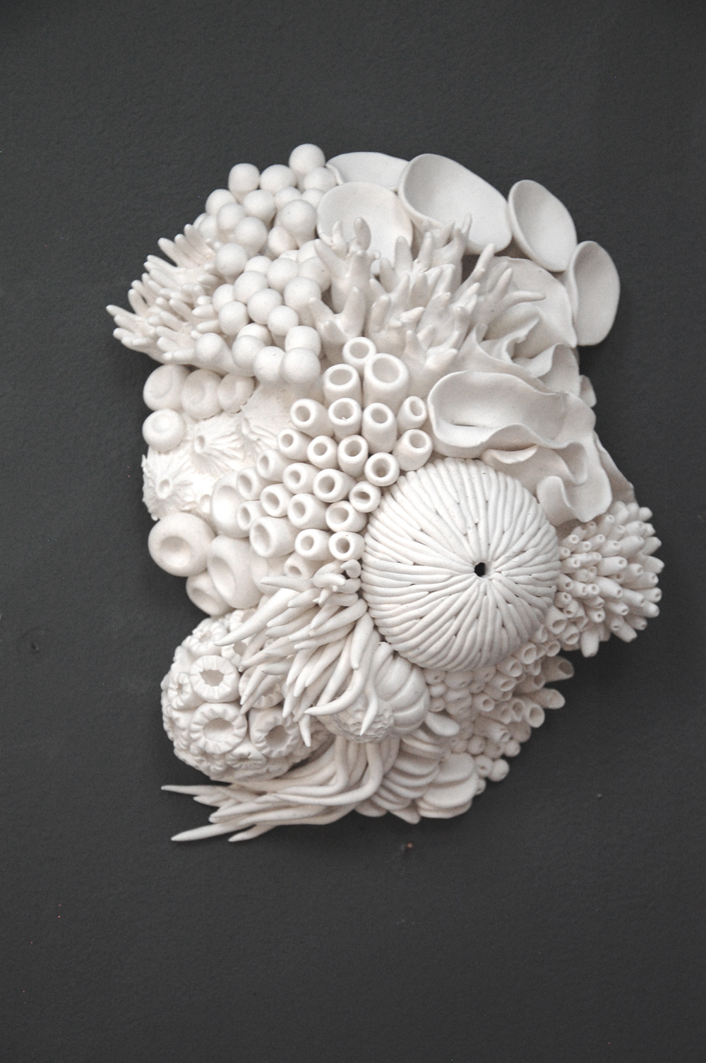 Coral Reef Wall 3D Textured Ocean White Sculpture Coastal Decor - Minimalist Clay Wall Hanging - Image 3