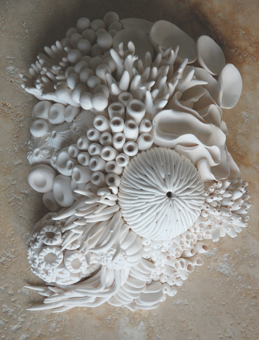 Coral Reef Wall 3D Textured Ocean White Sculpture Coastal Decor - Minimalist Clay Wall Hanging - Image 8