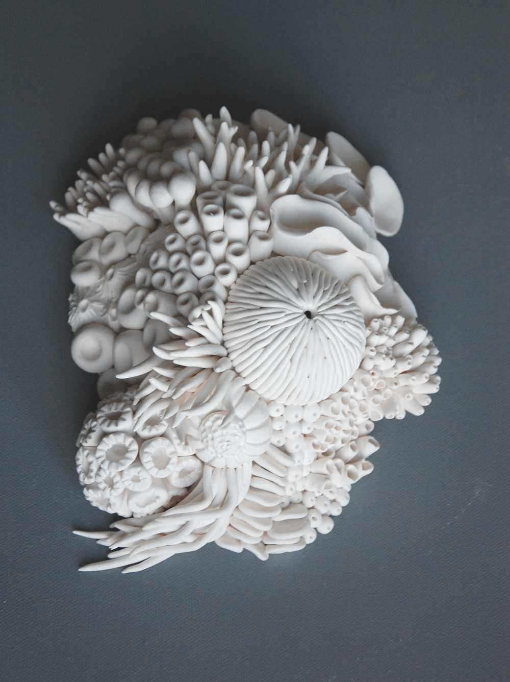 Coral Reef Wall 3D Textured Ocean White Sculpture Coastal Decor - Minimalist Clay Wall Hanging