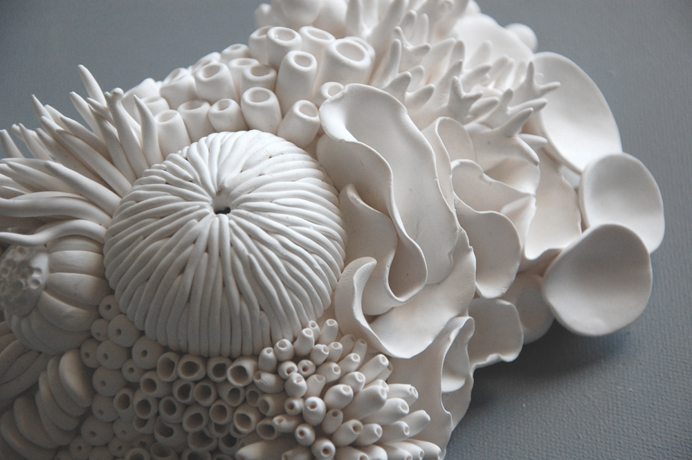 Coral Reef Wall 3D Textured Ocean White Sculpture Coastal Decor - Minimalist Clay Wall Hanging - Image 5