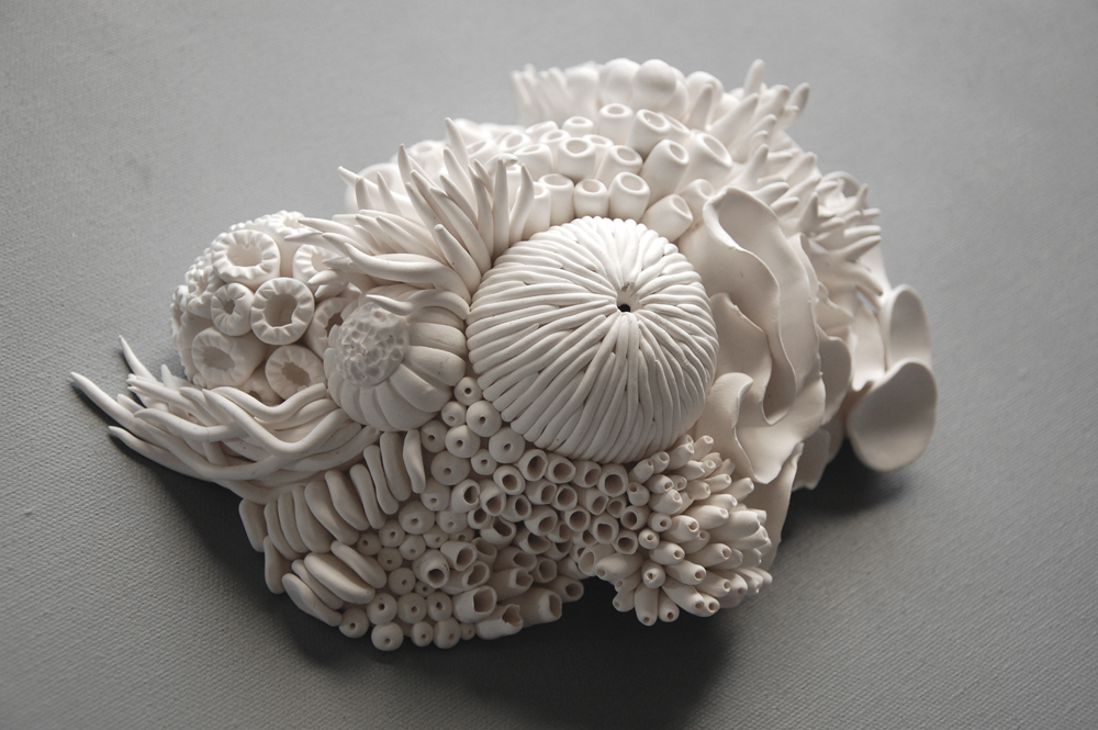 Coral Reef Wall 3D Textured Ocean White Sculpture Coastal Decor - Minimalist Clay Wall Hanging - Image 4