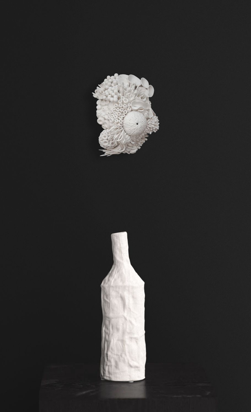 Coral Reef Wall 3D Textured Ocean White Sculpture Coastal Decor - Minimalist Clay Wall Hanging - Image 2