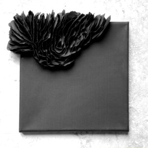 Wabi Sabi Textured Canvas Art, Dimensional Clay Abstract Sculpture, Black Organic Modern Wall Hanging