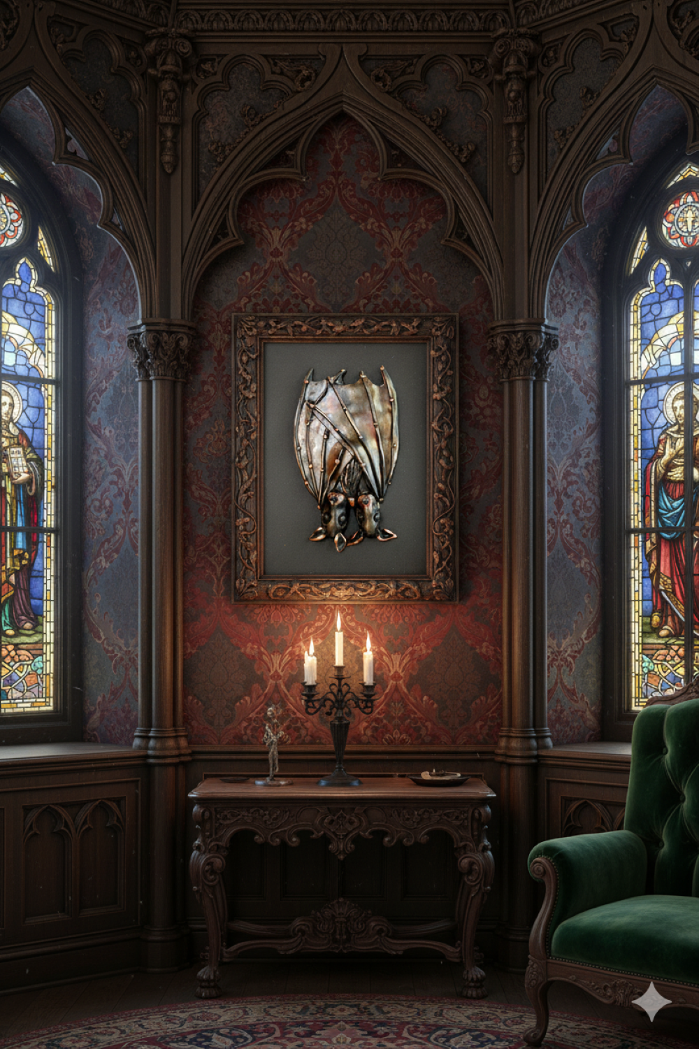 Love Bats Wall Sculpture Dark Academia Bat Art Witchy Steampunk Wall Decor - Image 3