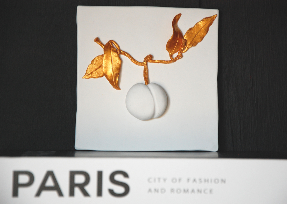 Peach Sculpture Wall Art Limited Edition Gold Leaf Fruit Decor - Image 6