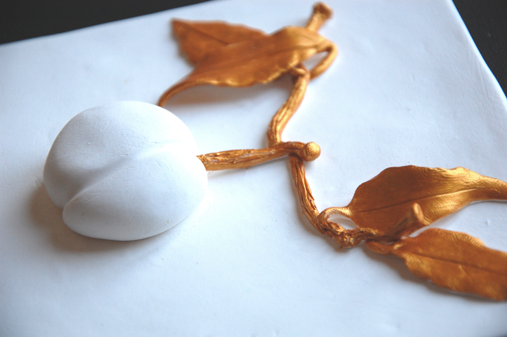 Peach Sculpture Wall Art Limited Edition Gold Leaf Fruit Decor - Image 3