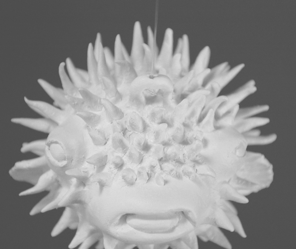 Hand-Sculpted Puffer Fish Mobile, Marine Biology Art Object Modernist Nautical Sculpture, Fine Art Coastal Accent - Image 6