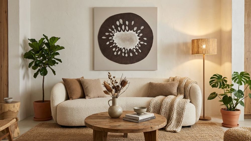 Modern Organic Boho Decor in Earthy Tones Painting 40" x 40" Wall Art for Living Room - Image 2