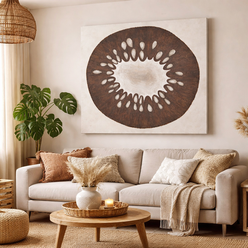 Modern Organic Boho Decor in Earthy Tones Painting 40" x 40" Wall Art for Living Room - Image 5