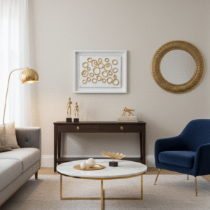 Gold Textured Circle Wall Art, Modern 3D String Art Aesthetic Home Decor