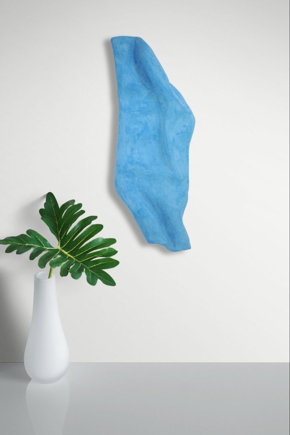 Abstract Blue Dimensional Plaster Wall Art, Modern Organic Decor - Image 8